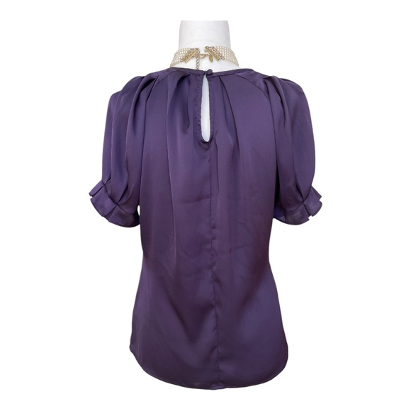 Y2K Express short sleeve eggplant top women's size XS NEW without tag - Picture 2 of 10